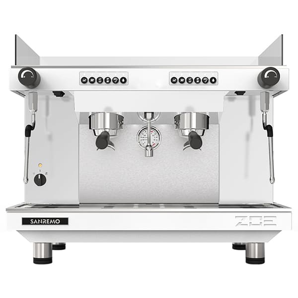 Кофемашина «Sanremo ZOE 2G SED TA»;алюм.литой;10,3л;,H=60,2,L=72,B=52,8см;3,15Квт;белый,металлич.