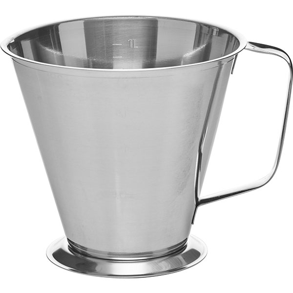 Стакан мерный с ручкой;сталь нерж.;1л;D=18,H=14см;серебрист.