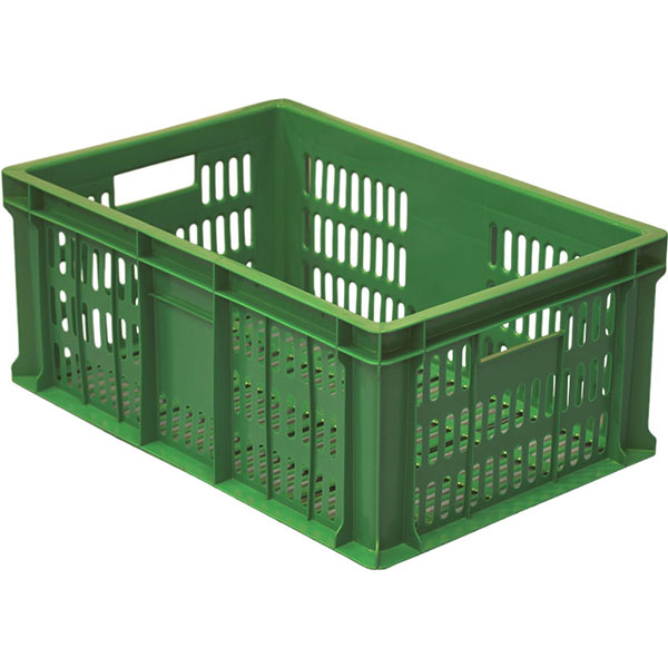Ящик для продуктов перфорированный (от -18 до +50°C);полиэтилен;46л;,H=25,L=60,B=40см;зелен.